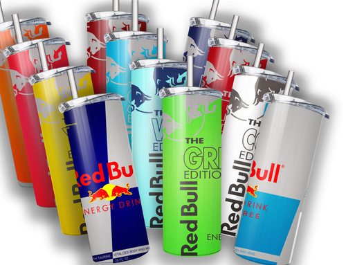 Red bull energy drink - red, night